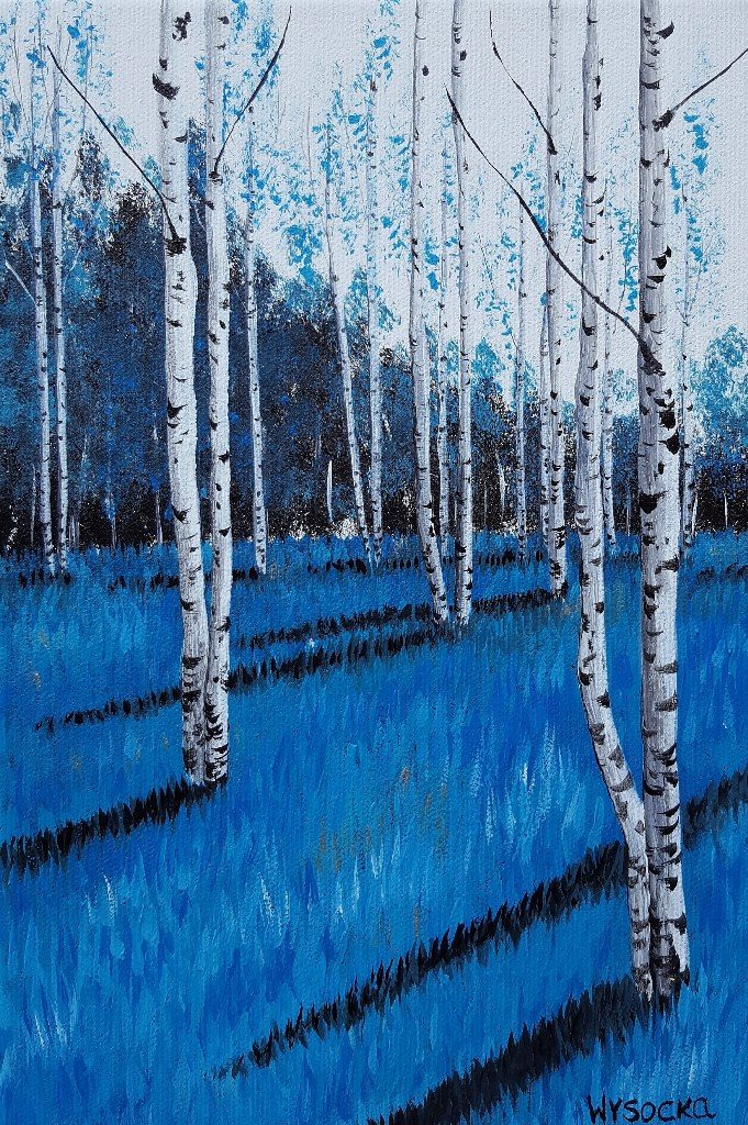 Birches in turquoise / Acrylic / Canvas / 20x30
