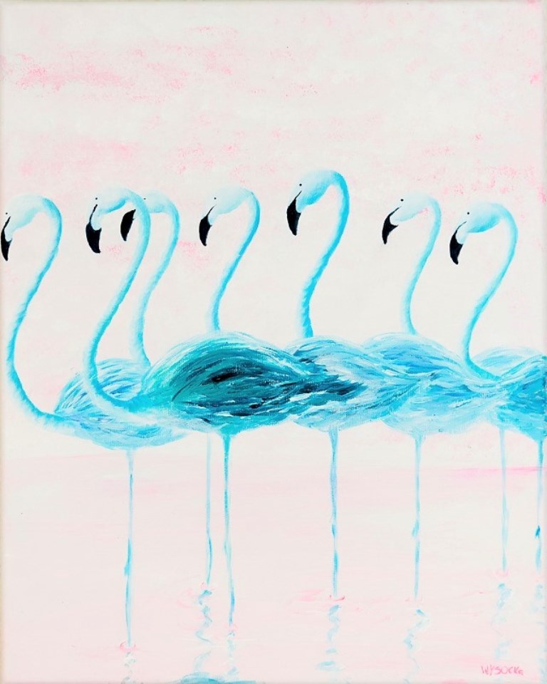 Blue Flamingos / Acrylic / Canvas / 40x50