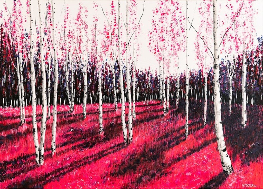 Birches in pink 3 / Acrylic / Canvas / 50x70